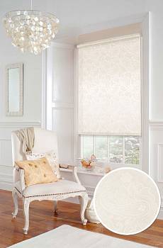 картинка Рулонная штора LUX, Арабеска молочный магазин Ткани Мира являющийся официальным дистрибьютором в России  картинка Рулонная штора LUX, Арабеска молочный от магазина Ткани Мира