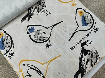 Bird Slub Canvas ткань Cozyland, Принт от магазина Ткани Мира