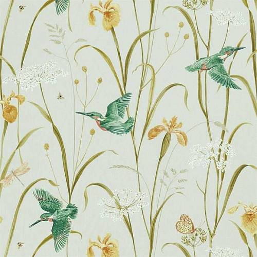 Kingfisher & Iris ткань Sanderson каталог A celebration of the National Trust | Ткании Мира